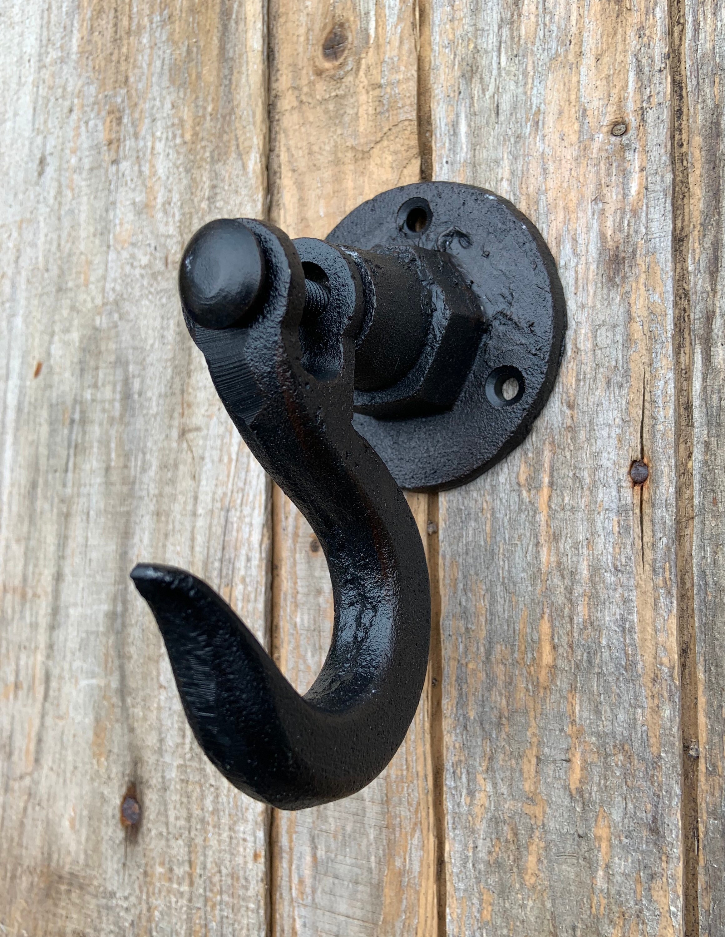 Cast Iron Hook Industrial Wall Hook Black Metal Heavy Duty Hardware Etsy