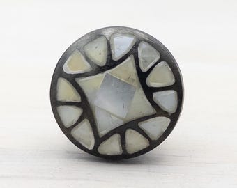 Mother Of Pearl Knob/ Graphite Grey Drawer / Cupboard Cabinet Furniture Hardware Door Knob Pulls - Handmade Vintage Style