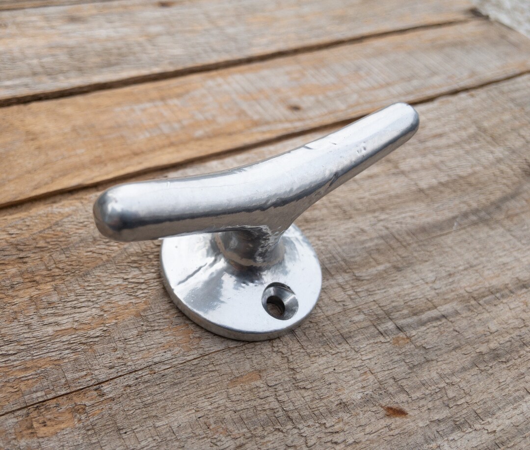 Boat Cleat Hooks, Outdoor Towel Hooks, Nautical Drawer Pulls, Silver