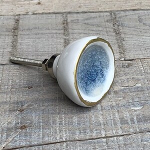 Ceramic Cabinet Knob, Dresser Knob, Drawer Pull Sea Glass Crackle Glazed / Cupboard Door Hardware -  nautical theme marine blue