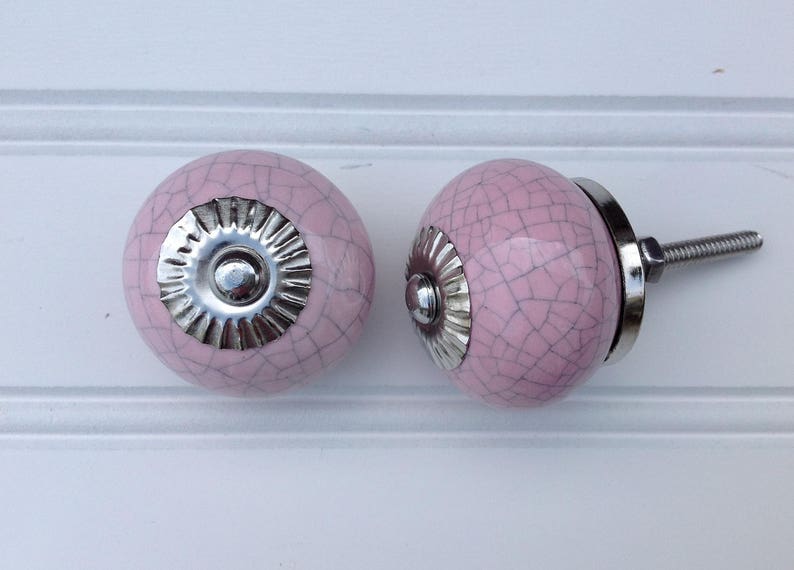 Girl/'s Baby Bedroom Decoration 4 Pink Crackle Handmade Ceramic Dresser Drawer Knobs Cupboard Cabinet Door Hardware Knob Pulls
