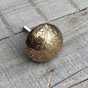 Dresser Drawer Pull - Brass Knob Etched Cabinet Cupboard Furniture Door Pulls Vintage Antique Style Hardware