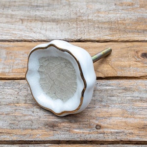 Ceramic Drawer Knob, Sea Glass Cabinet Pull Crackle Glazed, Dresser Knob, Door Hardware - pin cushion nautical theme cream grey