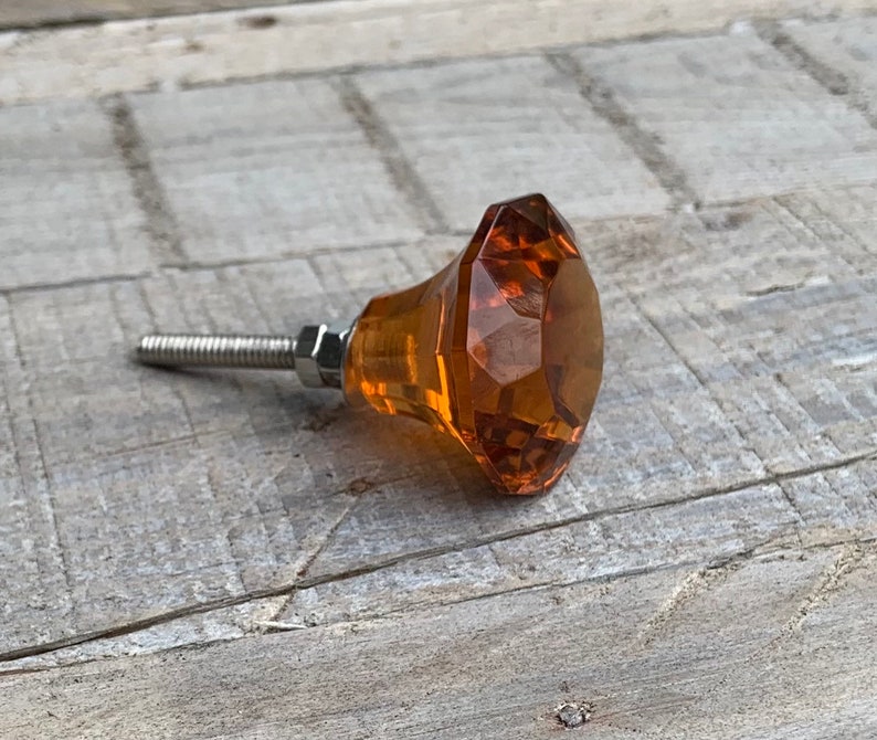Amber Glass Dresser Knob Crystal Drawer Pull Cupboard Etsy