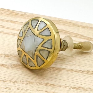 Dresser Knob, Gold Mother Of Pearl Drawer Pull , Cabinet Knob, Door Hardware, Modern Style Brass and Shell