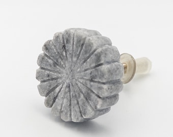 Stone Cabinet Knob, Dresser Knob, Grey Granite Drawer Pull, Natural Marble Style Handle