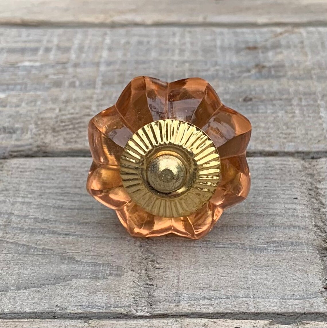 Pink Peach Glass Knob Dresser Drawer Pull / Cupboard Etsy UK