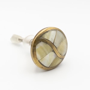 Bouton couleur laiton antique nacre/Poignée de tiroir Yin-Yang/Quincaillerie de porte pour meuble d'armoire - Style vintage fait main