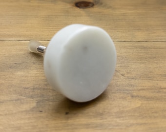 B Grade White Stone Marble Cabinet Knob, Dresser Drawer Pull - Vintage Style Knobs With Silver Base