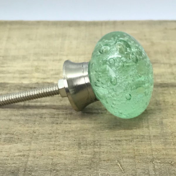 Bubble Glass Dresser Knob, Drawer Pull, Cabinet Knobs, Furniture Hardware, Door Handles, Green Rustic Vintage Antique Style