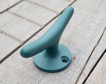 Boat Cleat Hooks, Outdoor Towel Hooks, Nautical Drawer Pulls, Aqua Marine Curtain Drapery Ties, Cast Iron Rope Cleat Hooks