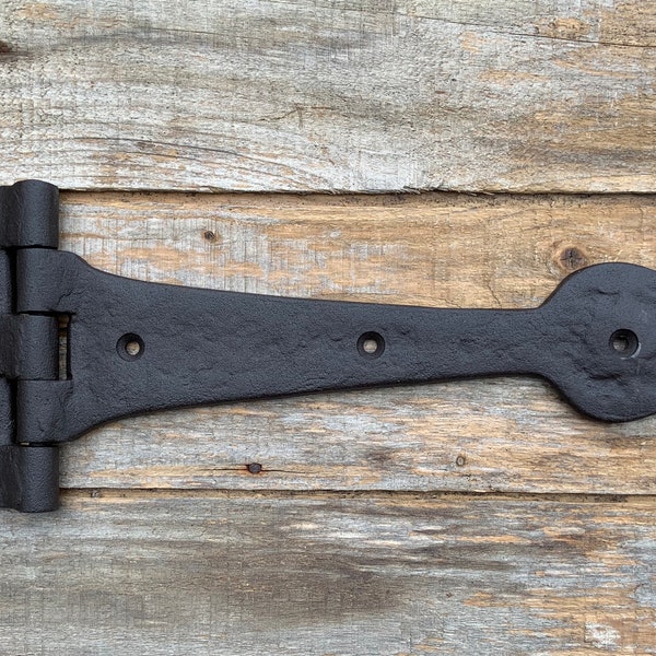 Barn Door Hinge, Heavy Duty Strap Hinge, Large Spade Cast Iron Garden Gate T Hinge, Heritage Blacksmith Reproduction