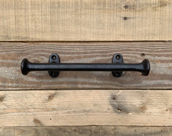 8.5" Barn Door Handle Gate Pull / Rustic Cast Iron Garage Garden Door Pull / Antique Style Grab Bar Dish Towel Holder