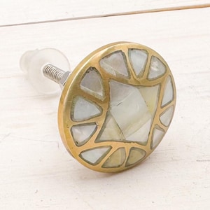Champagne Bronze 2.0 Mother Of Pearl Knob / Antique Drawer Cupboard Cabinet Furniture Hardware Door Knob Pull - Handmade Vintage Style