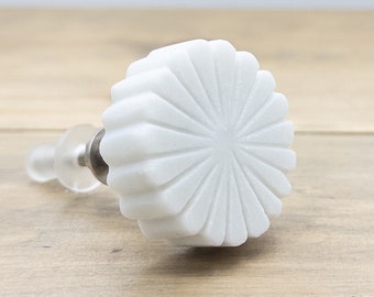 Stone Cabinet Knob, Dresser Knob, White Drawer Pull, Natural Marble Granite Style Handle