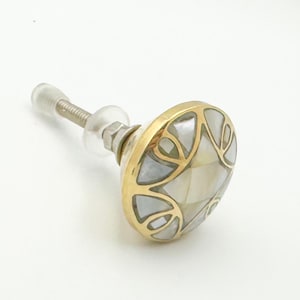 Mother Of Pearl Dresser Knob, Unique Gold Brass Drawer Pull