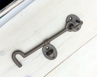 Hook and Eye Door Latch 7" / Garden Gate Barn Door Latch / Cast Iron / Antique Farmhouse Barn Style