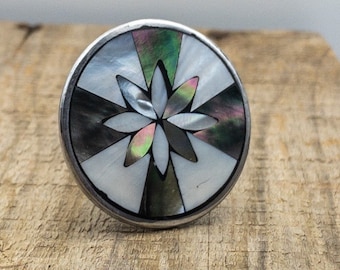Unique Cabinet Knob, Mother Of Pearl Geometric Dresser Knob, Drawer Pull, Geofloral Furniture Hardware