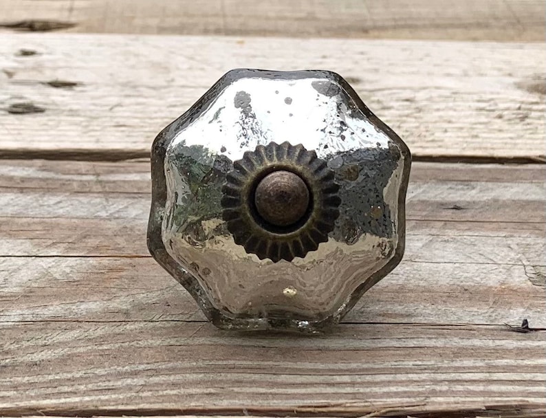 Silver Mercury Glass Knob Knobs and Drawer Pulls Etsy