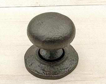 Cast Iron Dresser Knob With Backplate, Drawer Pull, Cupboard Cabinet Knob Door Hardware, Vintage Rustic Reproduction Pull