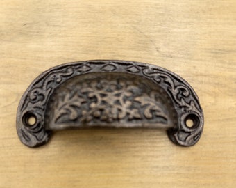 Drawer Pull, Cast Iron Cup D Dresser Handle, Cupboard Cabinet Cup Knob Door Hardware, Vintage Rustic Reproduction Pull