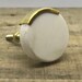 Stone Cabinet Knob, Round Drawer Pull, Dresser Knob, Marble White with Brass Accent 