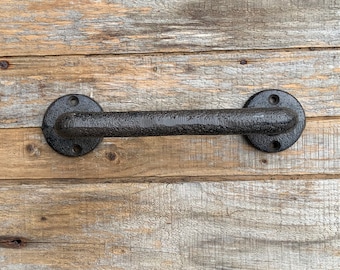 Barn Door Handle Cast Iron Gate Pull, Iron Pipe Sliding Garage Door Pull, Industrial Vintage Antique Style Grab Bar, Dish Towel Holder