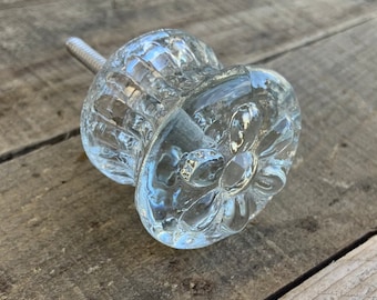 Cabinet Knob, Drawer Pull, Dresser Knobs, Vintage Antique Style Clear Pressed Glass Hardware