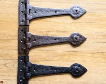 Barn Door Hinge, Heavy Duty Strap Hinge, Large Spade Cast Iron Garden Gate T Hinge, Heritage Blacksmith Reproduction