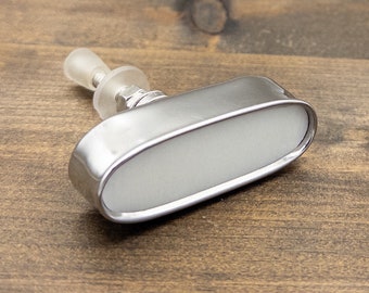 Granite Style Stone Knob, White Ivory Stone with Silver Accent, Oval Drawer Handle Cabinet Door Pull, Polished Smooth Natural