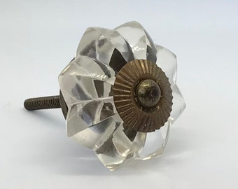Dresser Knob, Drawer Pull, Cabinet Knob, Furniture Hardware, Door Handle, Vintage Antique Style Clear Glass
