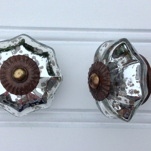 Square Mercury Dresser Knobs Glass Drawer Knobs Etsy