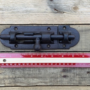 Slide Bolt Garden Gate Lock Barn Door Latch / Large Cast Iron Lock / Antique Farmhouse Barn Style