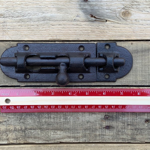 Slide Bolt Garden Gate Lock Barn Door Latch / Large Cast Iron Lock / Antique Farmhouse Barn Style