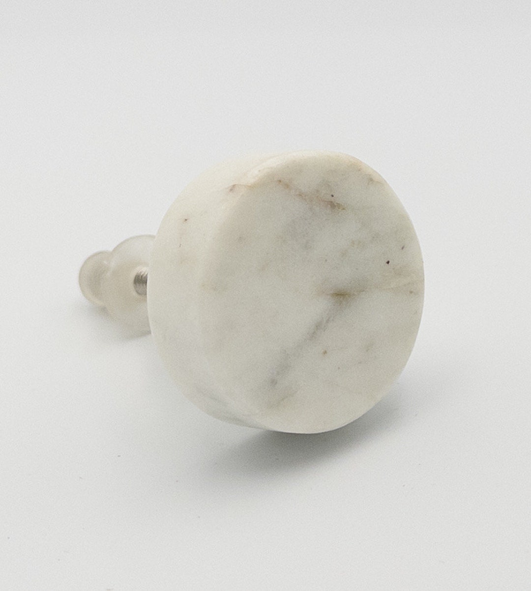White Stone Knob With Veining, Dresser Knob, Drawer Pull