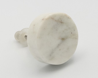 White Stone Cabinet Knob With Veining, Dresser Knob, Drawer Pull, Natural Marble Granite Style Handle