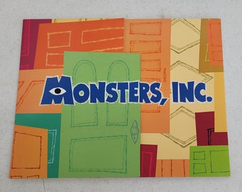 Monsters Inc Disney Store Exclusive Commemorative Lithograph Portfolio Set of 4, 14 x 11.Tri-Fold Portfolio,Disney/Pixar, Multiple Door Art