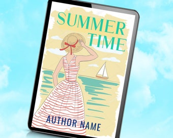 Vorgefertigtes Romanze Ebook Cover: Illustriertes Sommerstrand Design, Süßes Romanze Cover, Illustriertes Buch Cover, Objekt Cover, Diskretes Cover