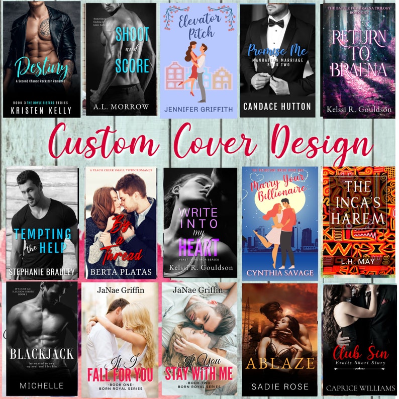 May include: A collage of book covers featuring romantic novels with various titles and authors. The covers feature couples in romantic poses, with some covers featuring a more dramatic or adventurous theme.