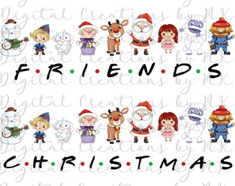 FRIENDS and CHRISTMAS Rudolph the Red Nose Reindeer PNG 300 dpi digitale bestandssublimatie