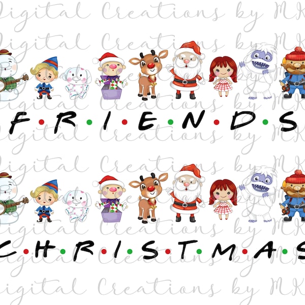 FRIENDS and CHRISTMAS Rudolph the Red Nose Reindeer PNG 300 dpi Digital File Sublimation