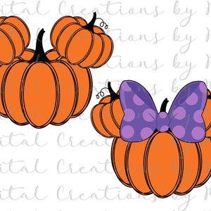Mickey y Minnie Pumpkin Ears, Halloween, Otoño, PNG 300 dpi, Instand Descargar
