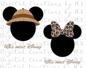 Mickey and Minnie Safari Ears, Wild about, PNG 300 dpi, SVG. Instant Download