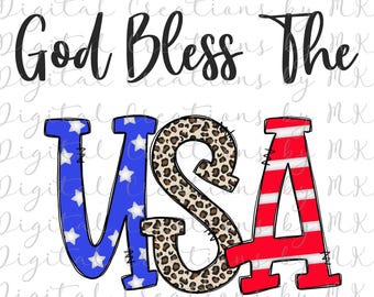 God Bless The USA, 4th of July, Independence Day, PNG 300dpi, Sublimation, Instant Download
