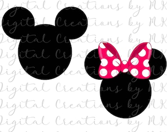 Mickey & Minnie-oren PNG 300 dpi digitale bestanden sublimatie