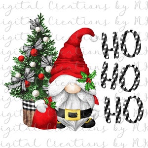 Santa Gnome Ho Ho Ho Christmas PNG File 300 dpi Sublimation, Decal, Clipart