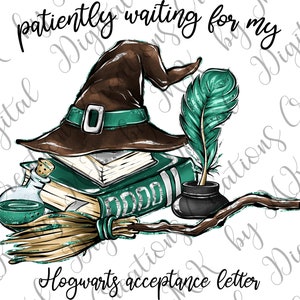 Green Wizard, Patiently Waiting Letter, PNG File, 300 dpi, Decal, Instant Download