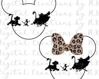 Mickey and Minnie Lion King Head, Animal Kingdom, PNG 300 dpi, SVG. Instant Download
