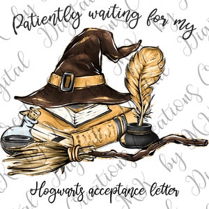 Yellow Wizard, Patiently Waiting Letter, PNG File, 300 dpi, Decal, Instant Download