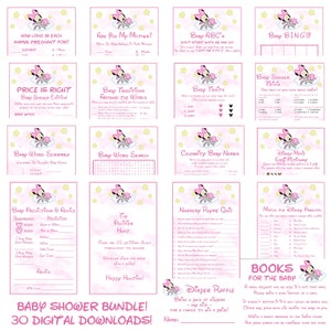 Baby Minnie Mouse Baby Shower Bundle, 30 file digitali, Download istantaneo, JPEG